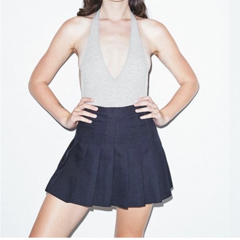American Apparel Gabardine Tennis Skirt in Navy